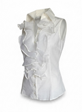 Anne Fontaine Isabelle Sleeveless White Ruffled Blouse – Size 42 | Made in France