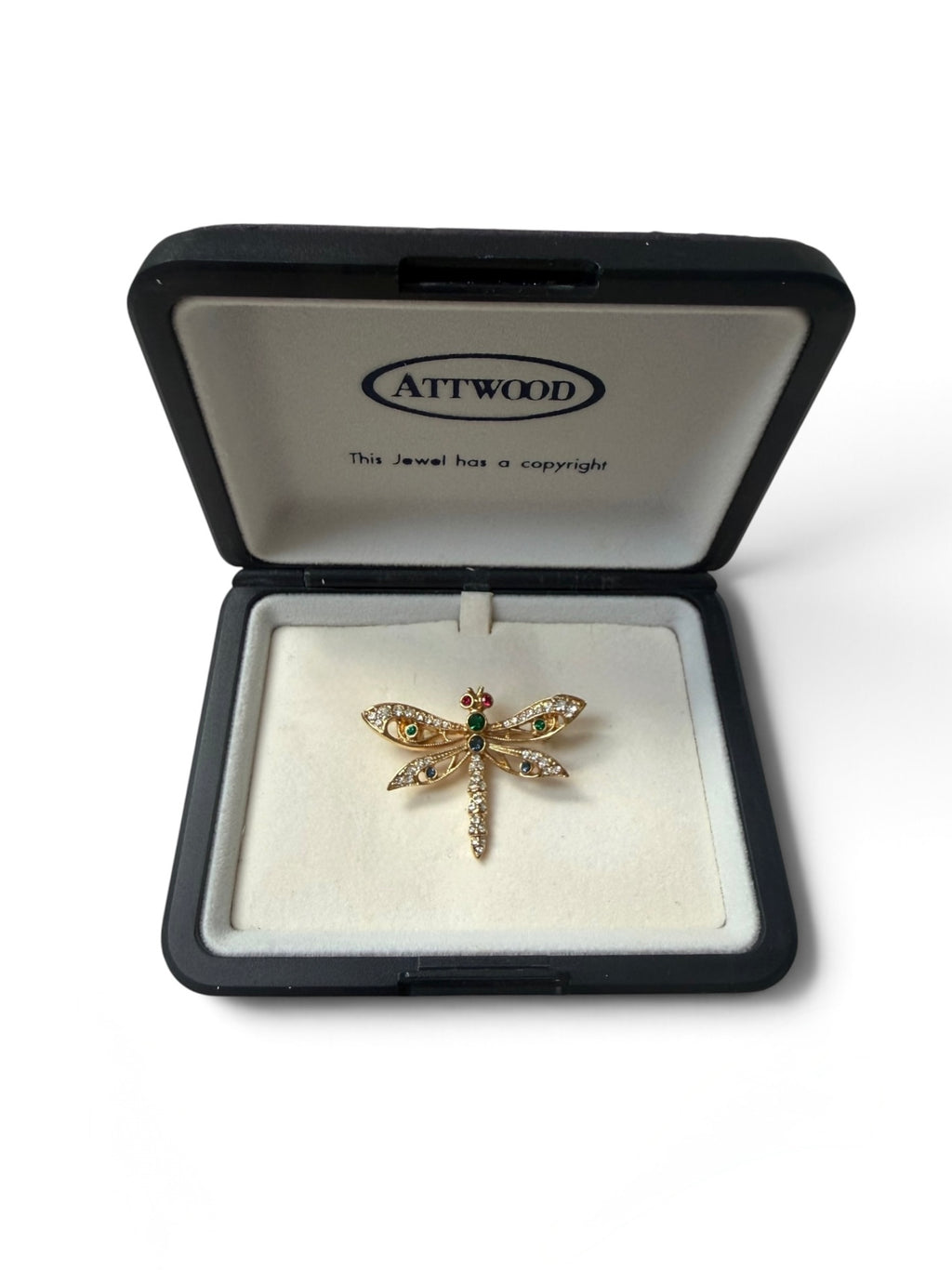 Vintage Attwood & Sawyer Dragonfly Brooch | Signed A&S, Original Box