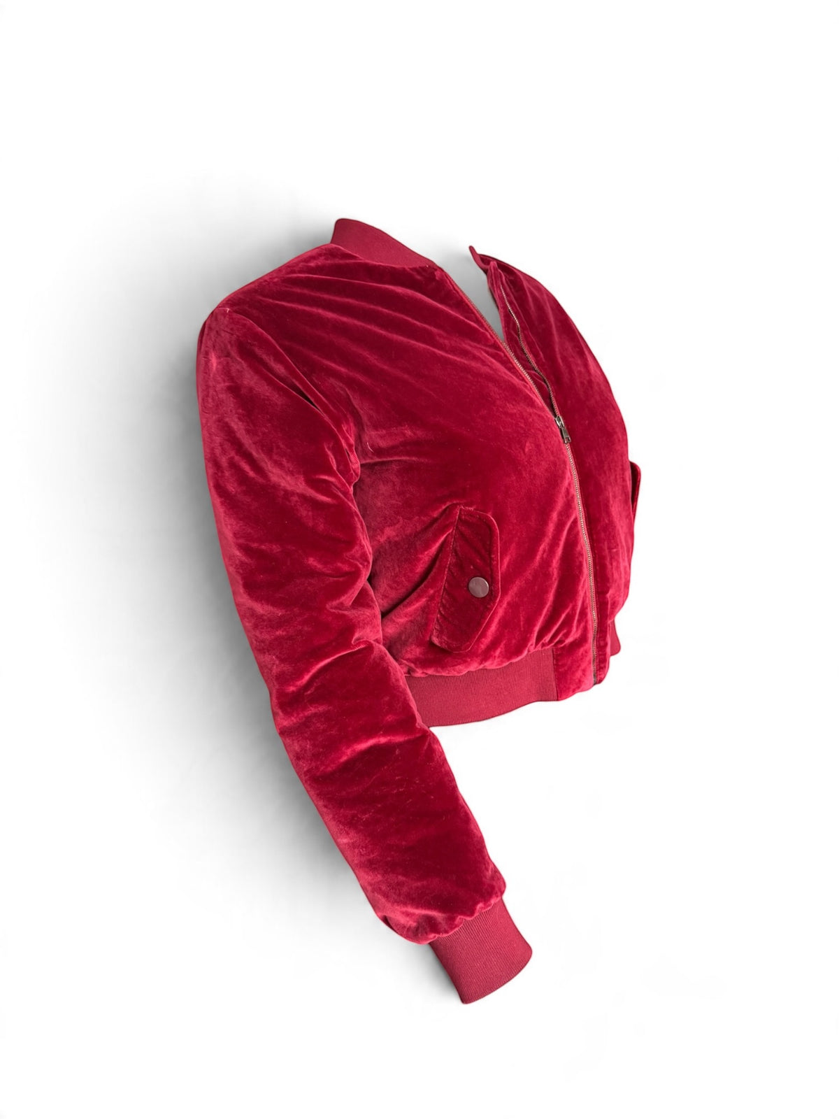 Dolce & Gabbana Red Velvet Bomber Jacket: Floral Embroidery, Leopard Lining (Made in Italy)