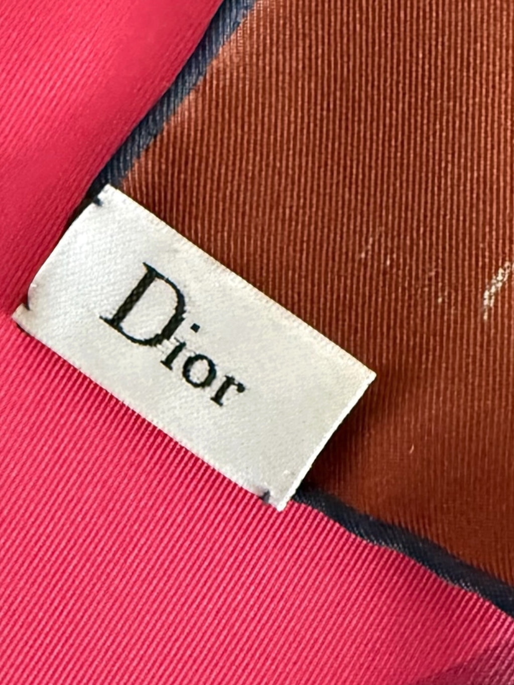 Christian Dior Pink Silk Scarf 55 x 55cm with Gold Jewellery Chain Motif – Made in Italy