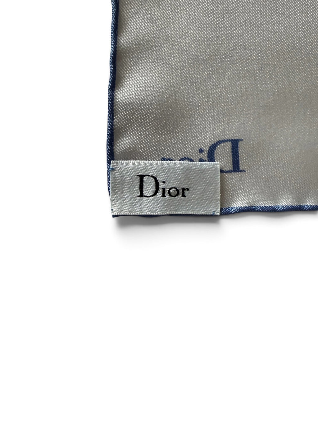 Christian Dior Abstract Floral Brushstroke Silk Scarf – 55 x 55 cm | Navy Blue, Pink & Cream