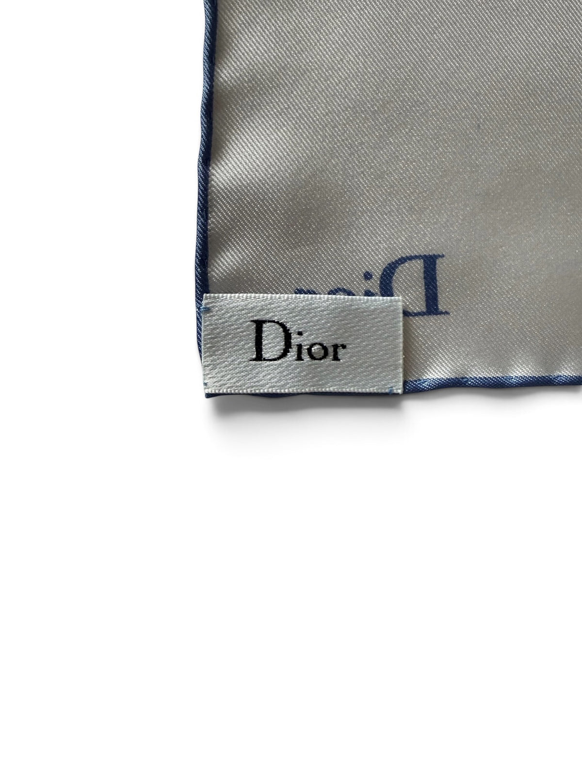 Christian Dior Abstract Floral Brushstroke Silk Scarf – 55 x 55 cm | Navy Blue, Pink & Cream