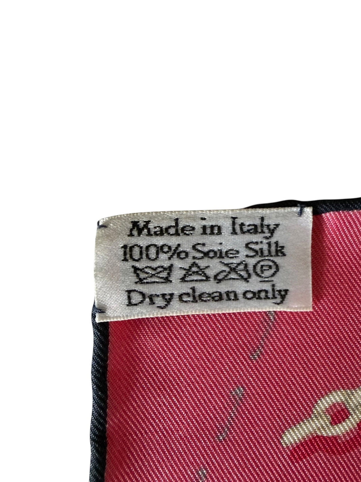 Christian Dior Pink Silk Scarf 55 x 55cm with Gold Jewellery Chain Motif – Made in Italy