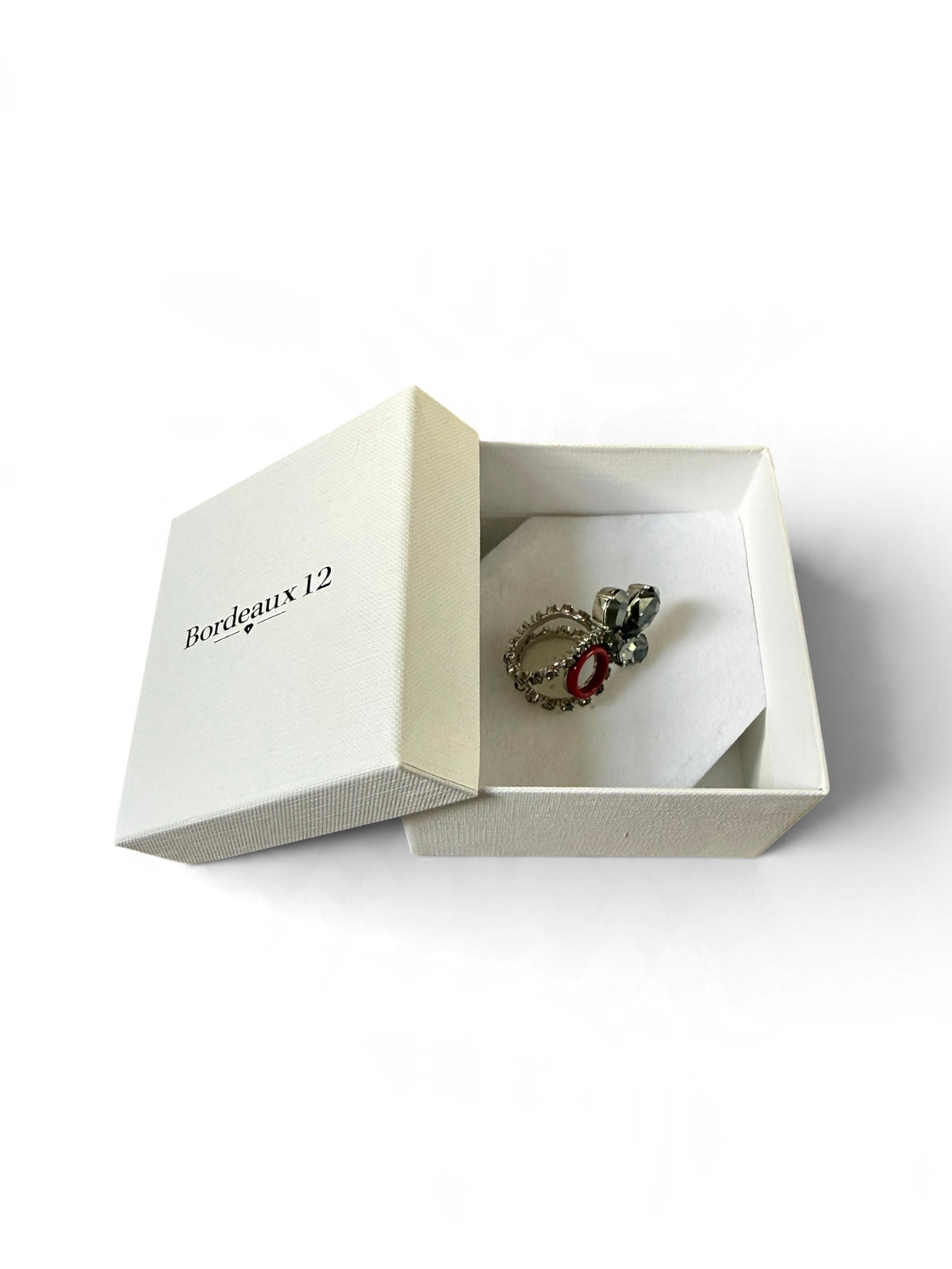 Vintage Christian Dior Red Enamel Crystal Cluster Statement Ring – Size N