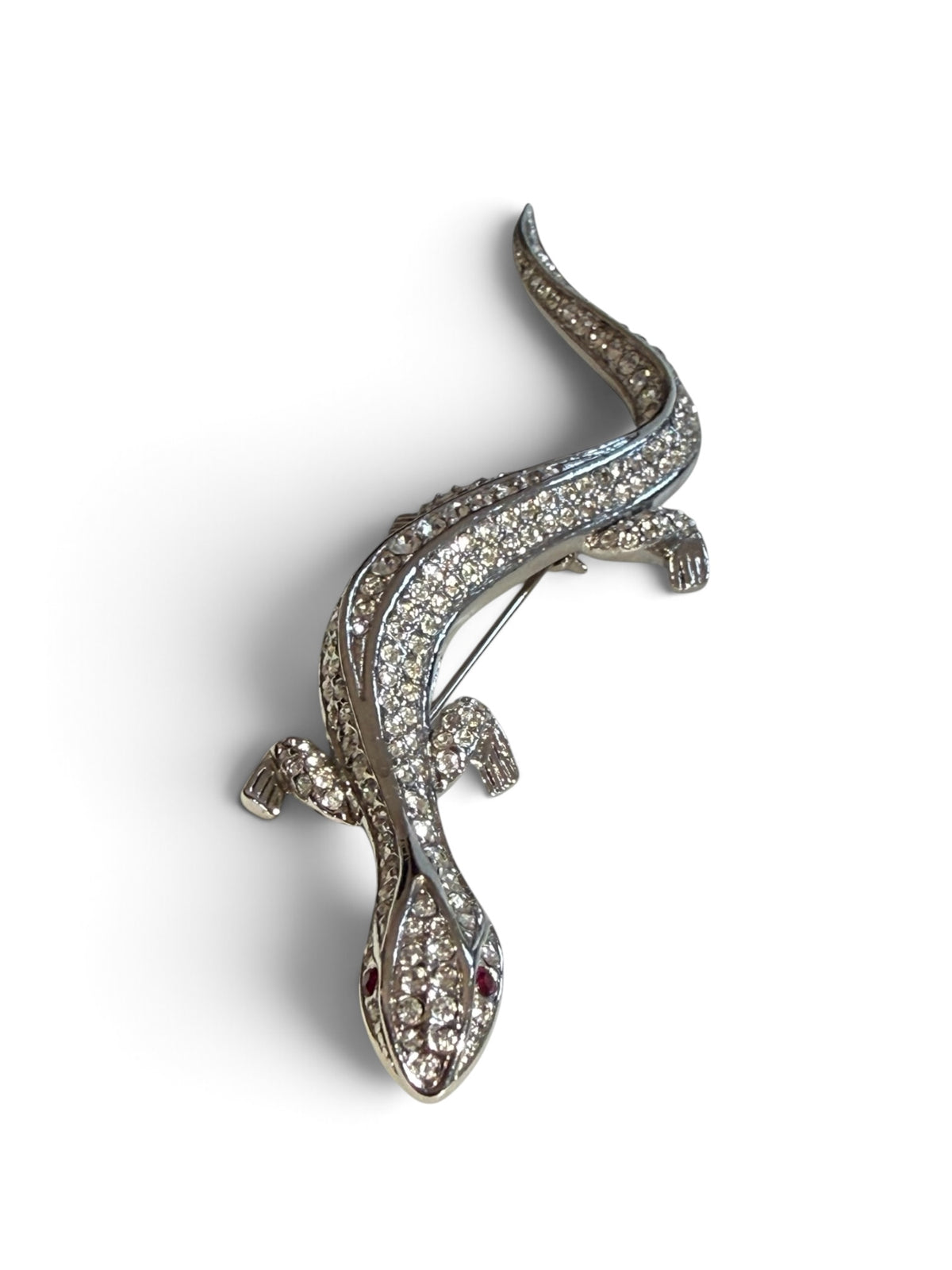 Vintage Attwood & Sawyer Crystal Lizard Brooch, Signed A&S, circa 1980s