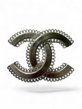 Chanel Silver-Tone Interlocking CC Filigree Brooch, B16, Made in Italy