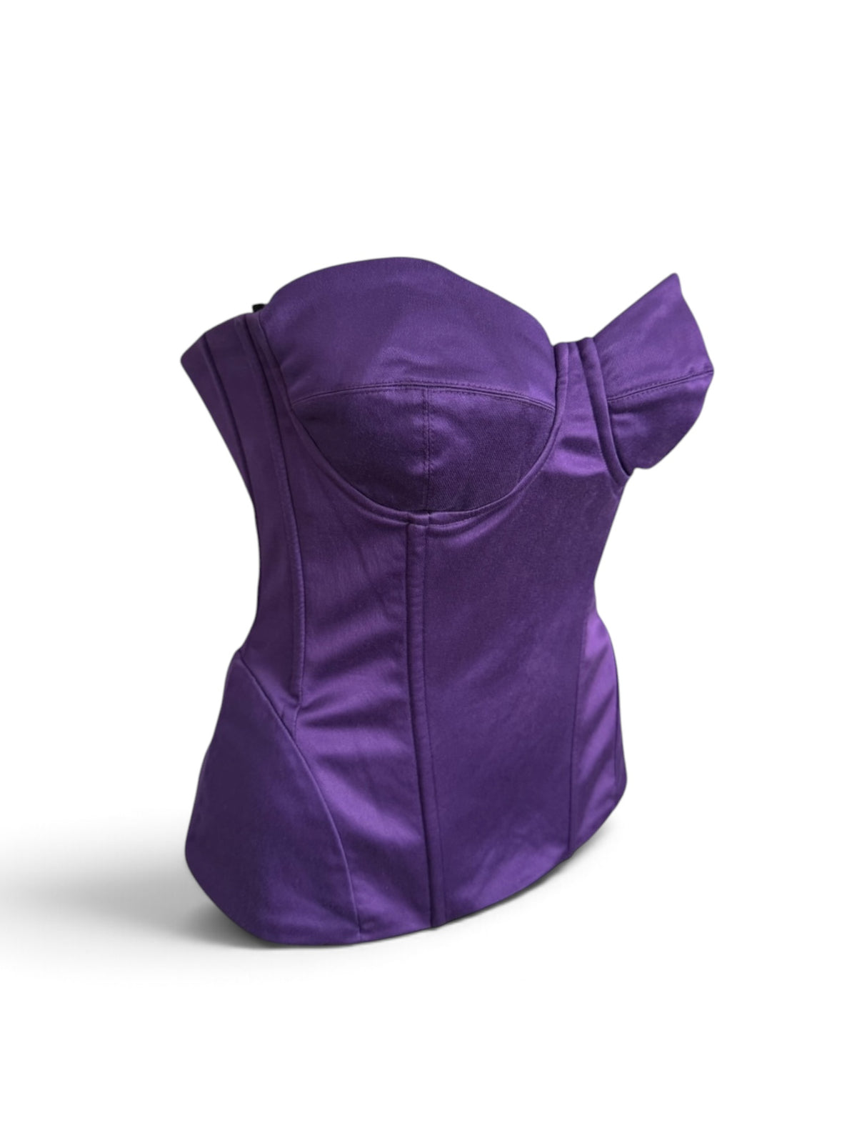 Dolce Gabbana Vintage 2003 Deep Purple Satin Boned Corset