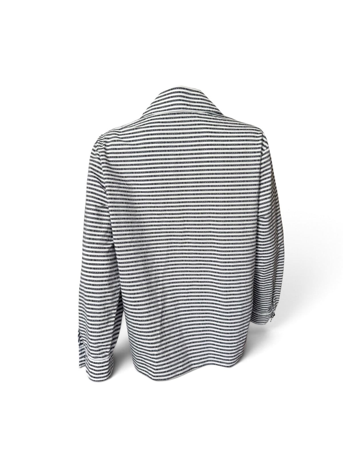 Chanel Logo Stripe Long Sleeve Shirt – 100% Cotton – Size 42 – Made in Italy – LegitGrails Authenticated