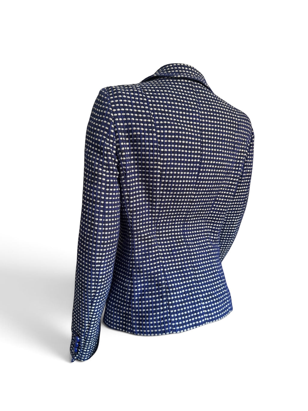 Vintage Moschino Cheap & Chic Navy Blue Check Blazer Jacket Size UK 12