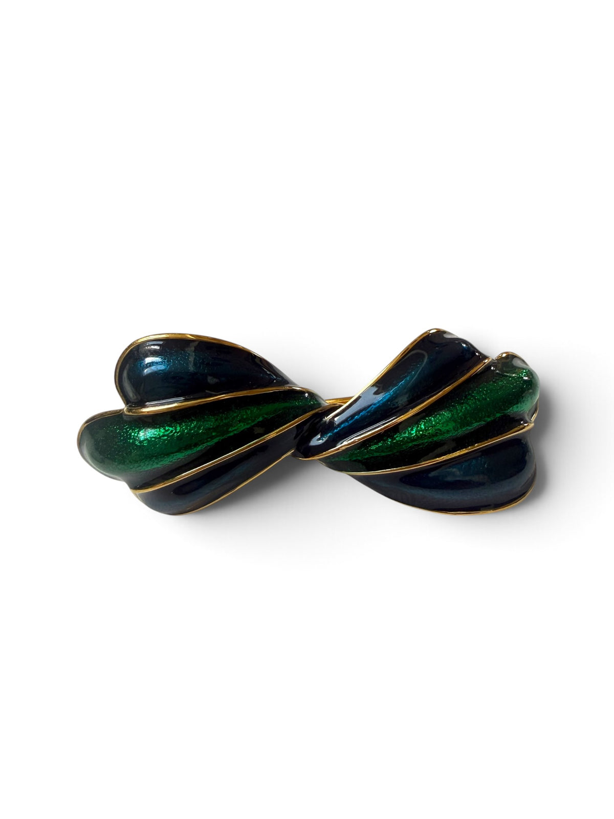 Vintage D’Orlan Signed Green & Blue Enamel Twisted Abstract Brooch