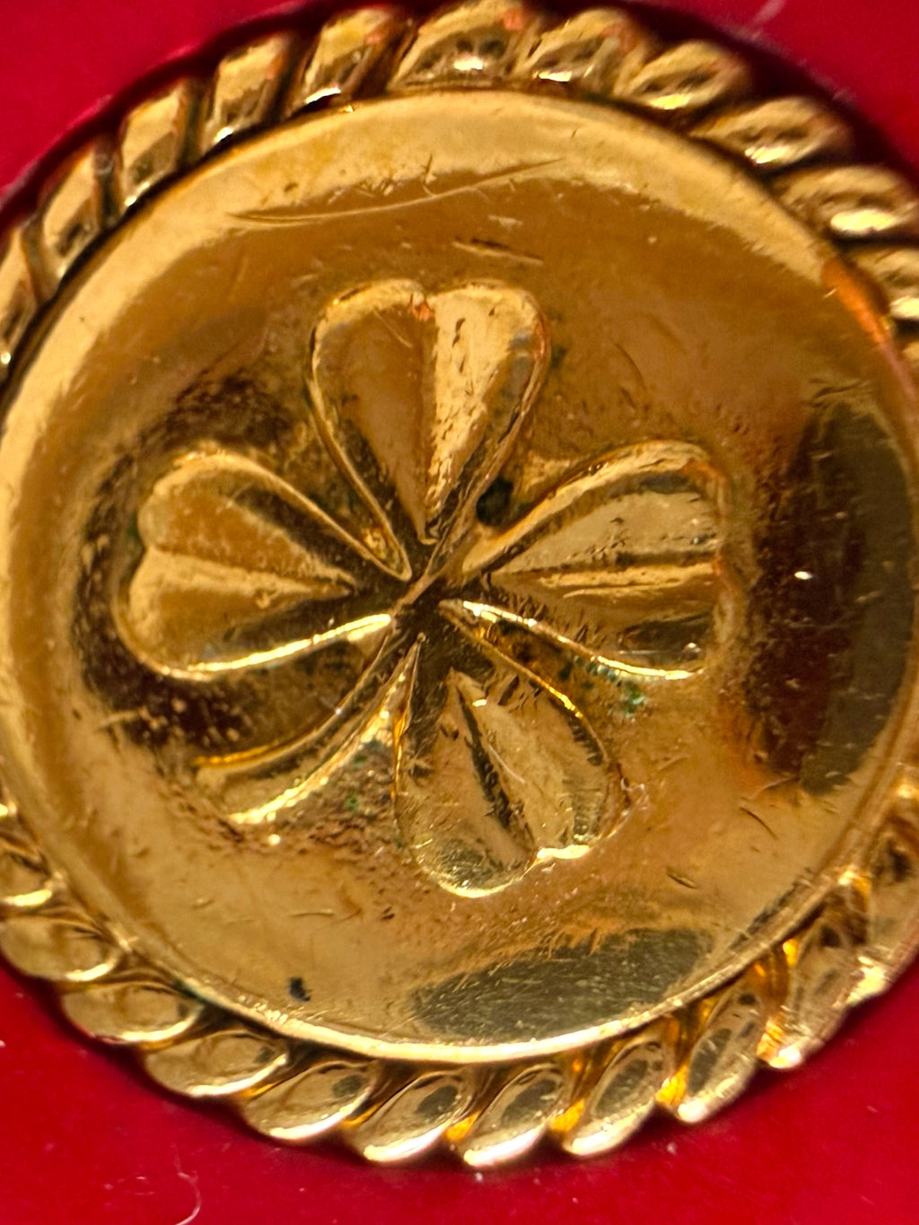 Chanel Large Four Leaf Clover Red Resin Clip On Earrings