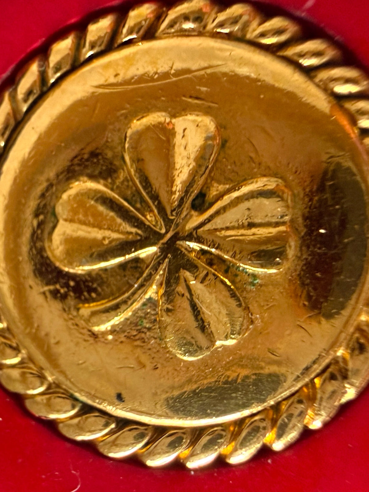 Chanel Large Four Leaf Clover Red Resin Clip On Earrings