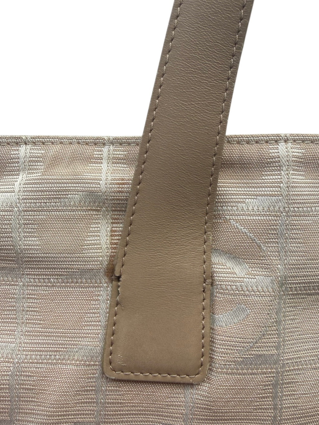 Chanel Beige Travel Line Nylon Tote Bag with Leather Handles