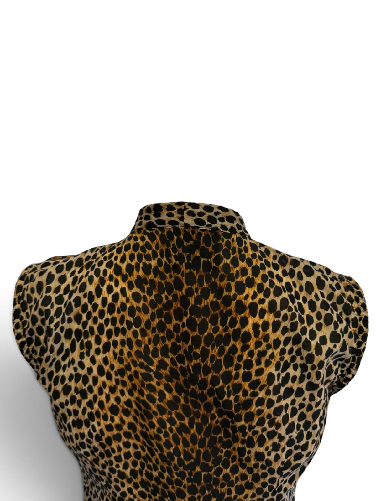 Dolce & Gabbana Sleeveless Leopard Print Pussy Bow Blouse in Cotton UK Size 10