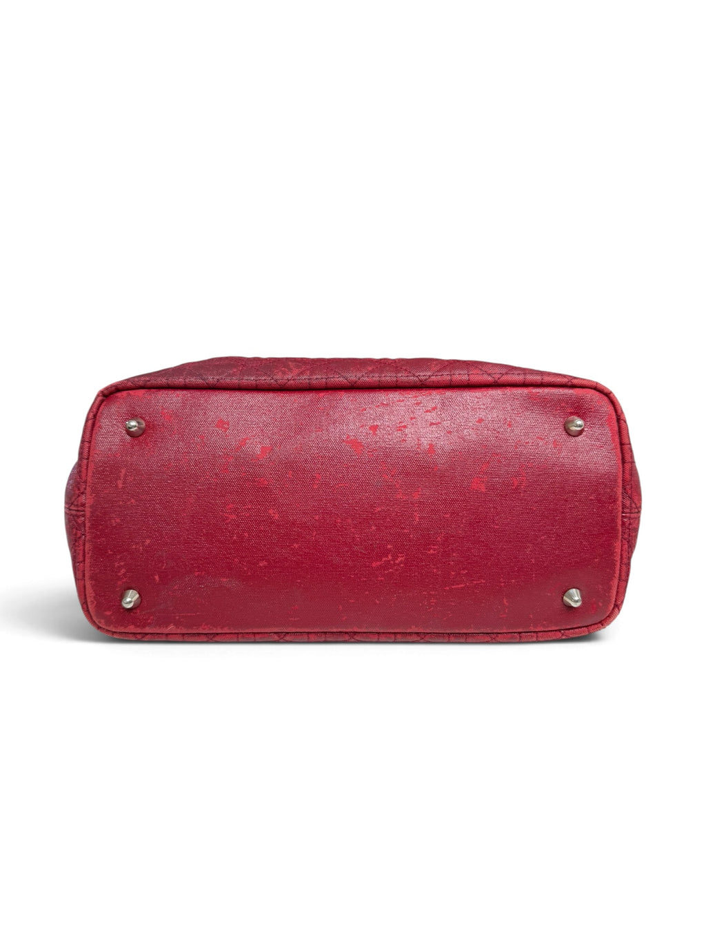 Christian Dior Panarea Medium/Large Red Cannage Quilted Tote – Authentic 2011, Silver Hardware & Charm, Made in Italy