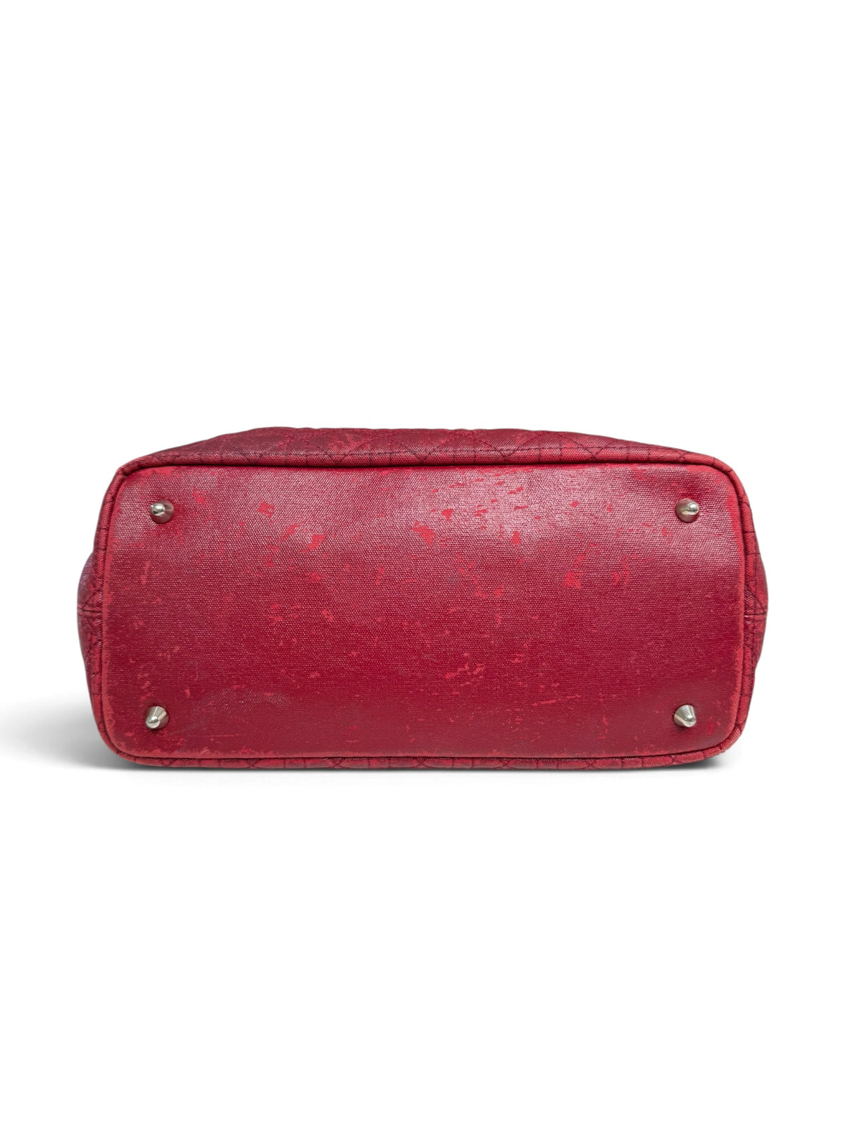 Christian Dior Panarea Medium/Large Red Cannage Quilted Tote – Authentic 2011, Silver Hardware & Charm, Made in Italy