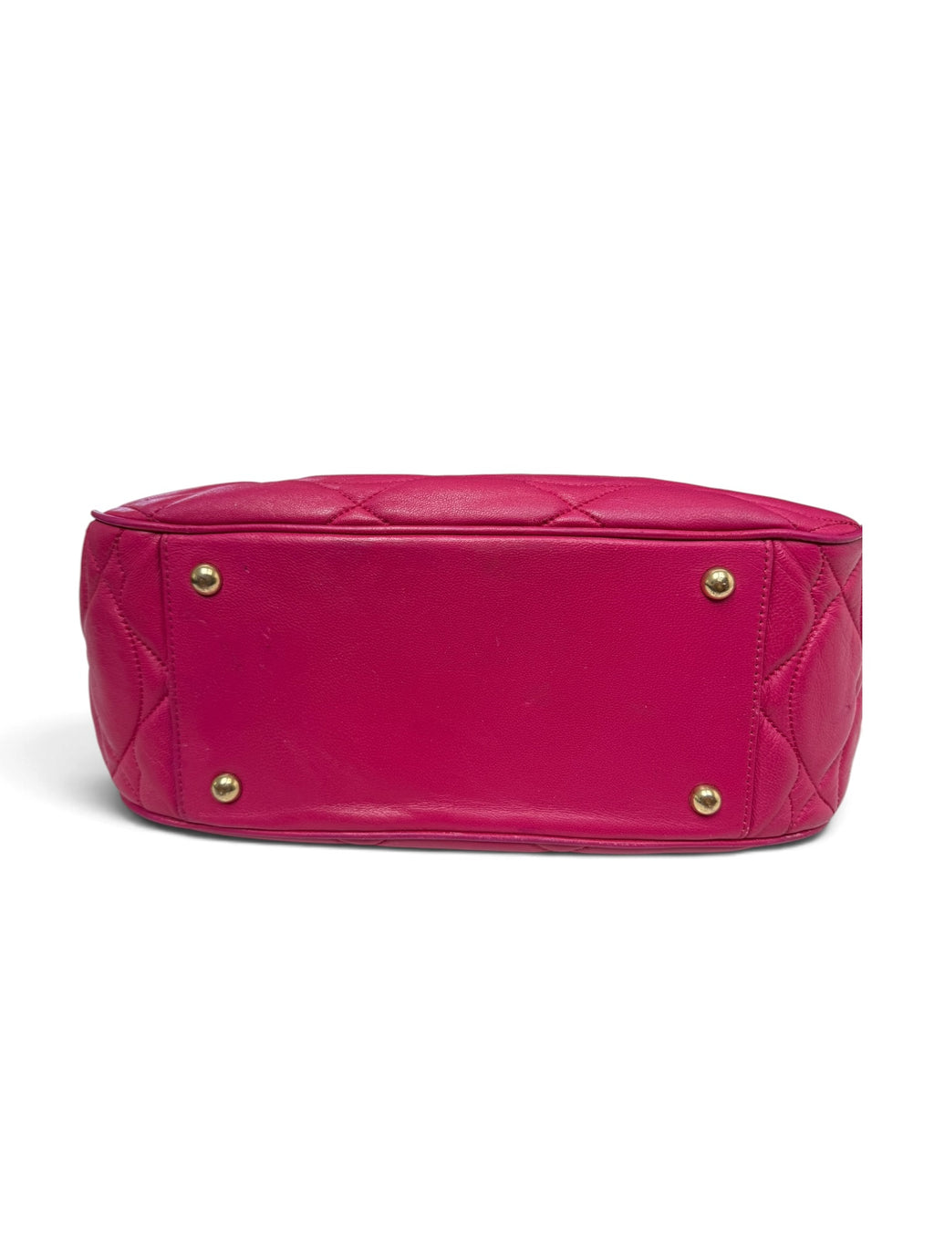 Lulu Guinness Fuchsia Quilted Leather Tote Bag with Signature Lips Lining