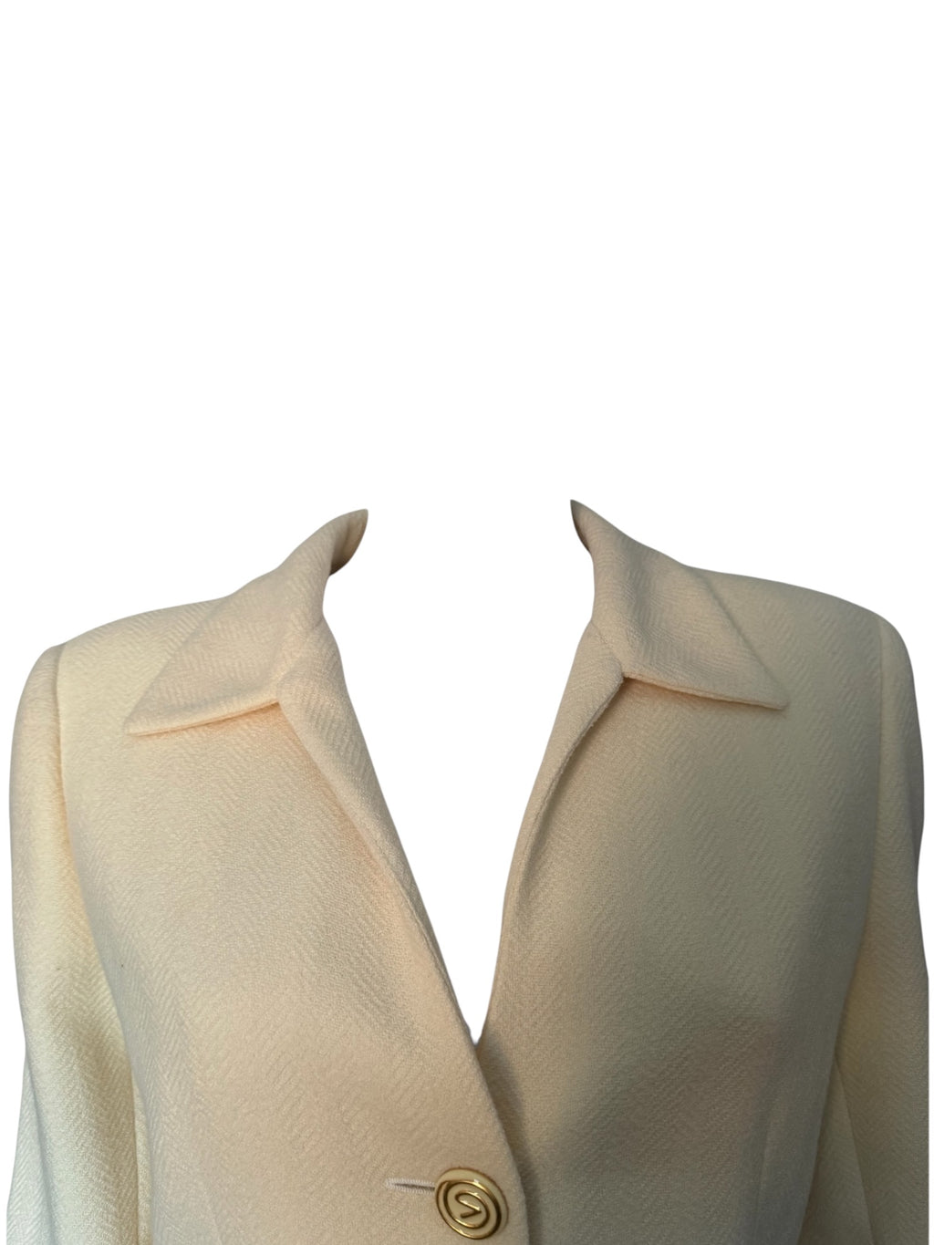 Valentino Miss V Cream Herringbone Skirt Suit, Size 44 / US 10