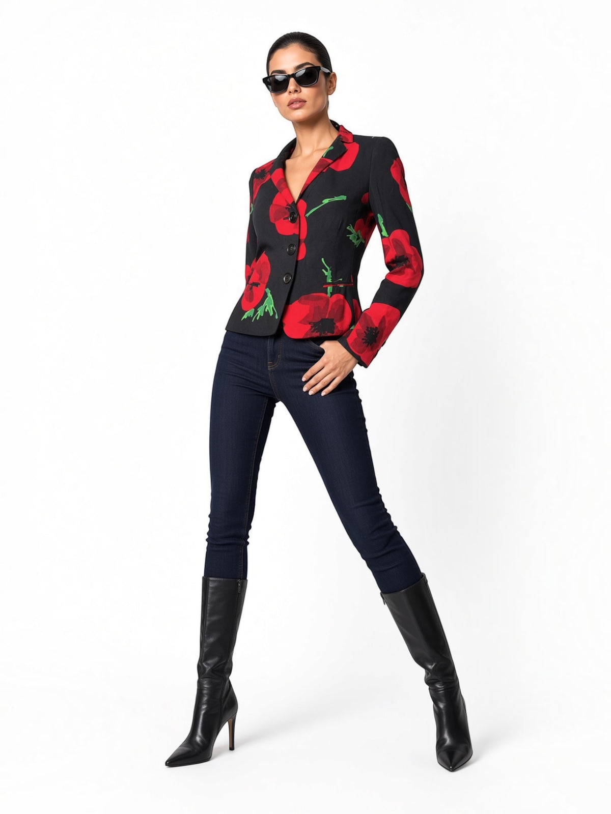 Moschino Cheap & Chic Poppy Print Cotton Blazer, UK 8 EU 36