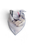 Christian Dior Abstract Floral Brushstroke Silk Scarf – 55 x 55 cm | Navy Blue, Pink & Cream