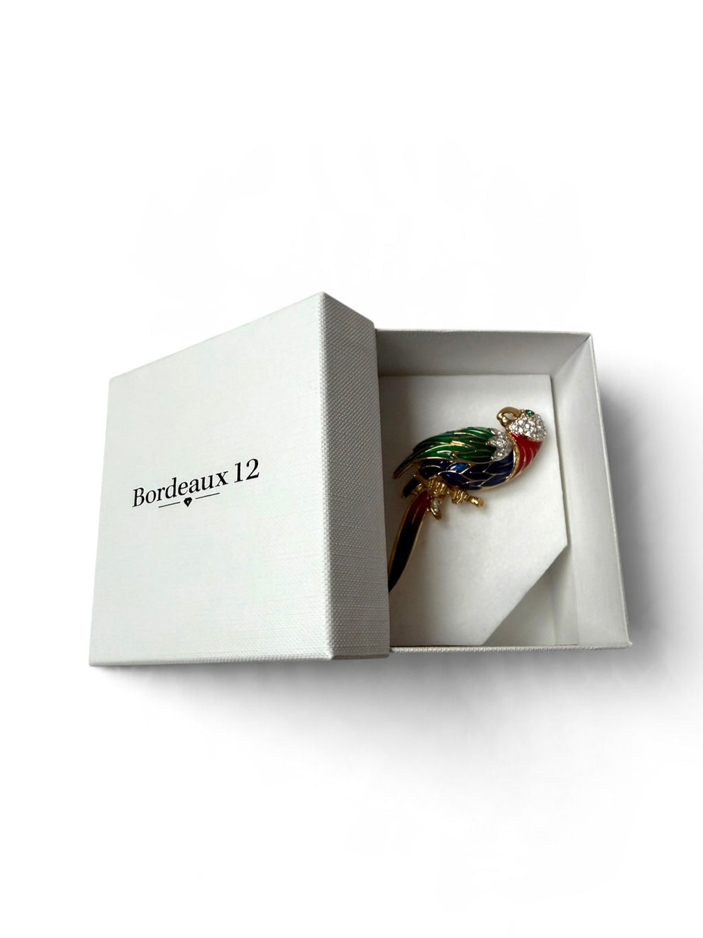 Vintage Attwood & Sawyer Parrot Brooch – 22ct Gold-Plated Enamel & Crystal