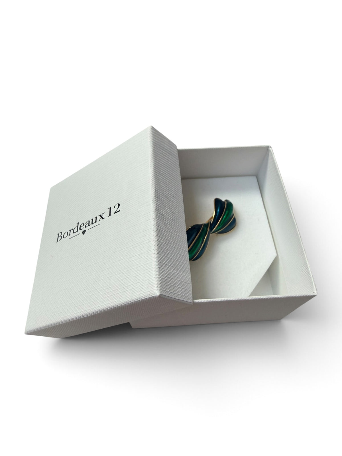 Vintage D’Orlan Signed Green & Blue Enamel Twisted Abstract Brooch