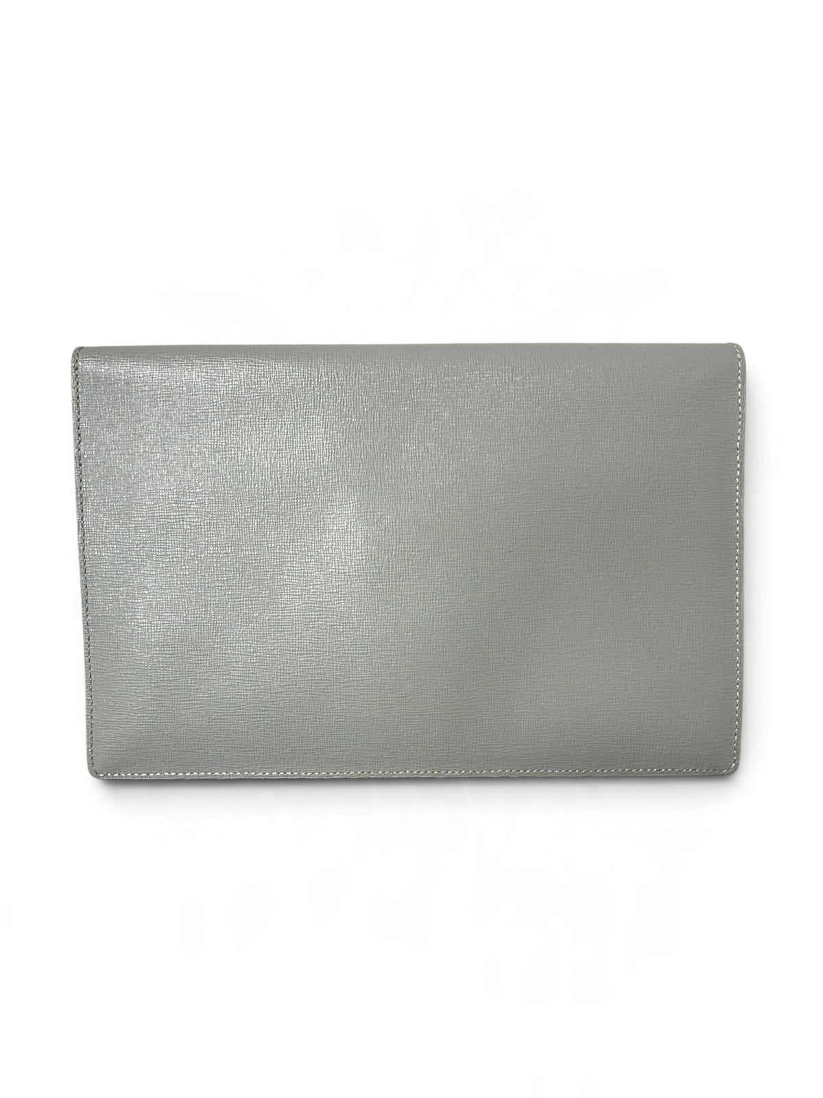 Vivienne Westwood Grey Saffiano Leather Envelope Clutch with Gold Orb