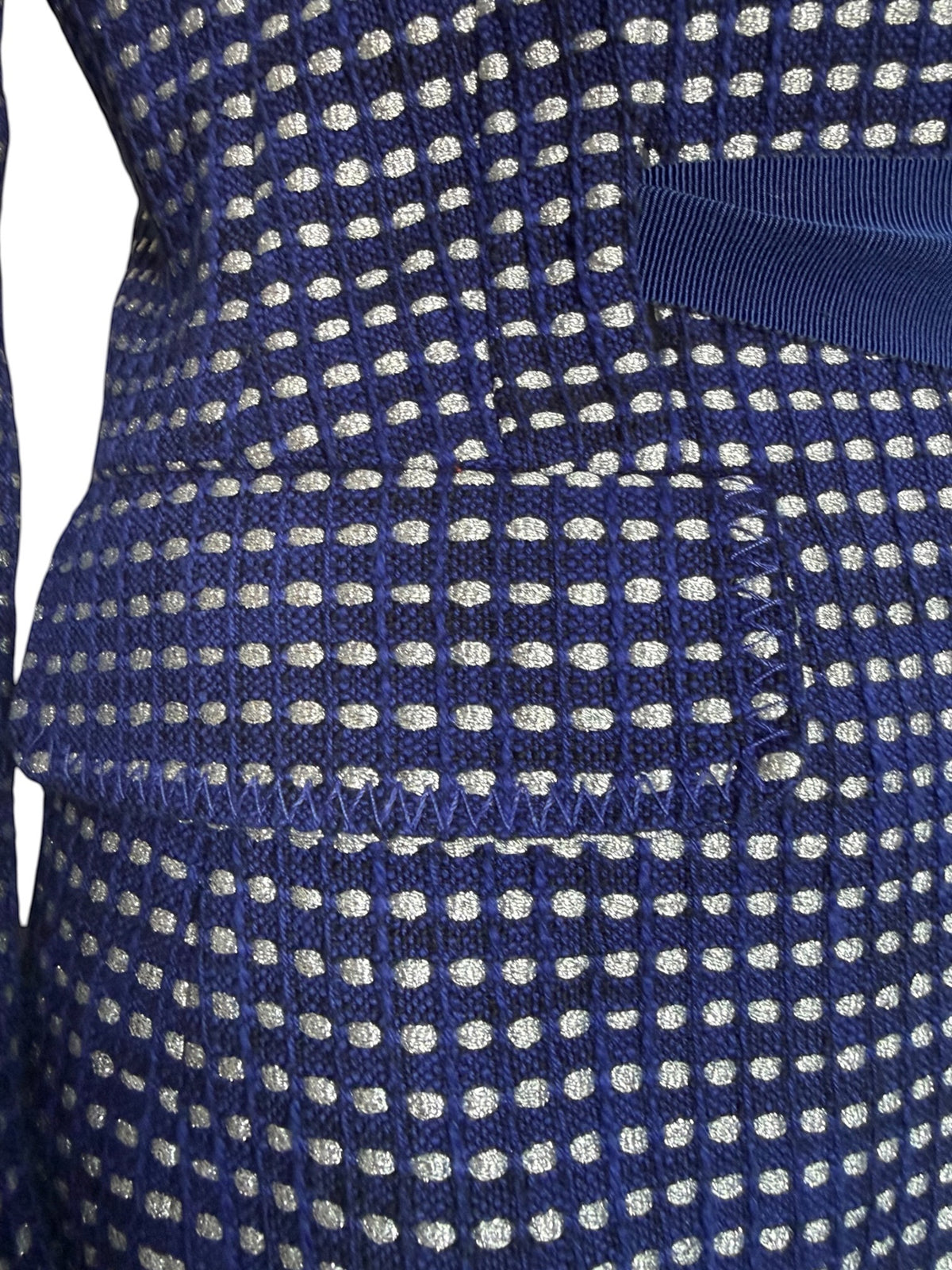 Vintage Moschino Cheap & Chic Navy Blue Check Blazer Jacket Size UK 12