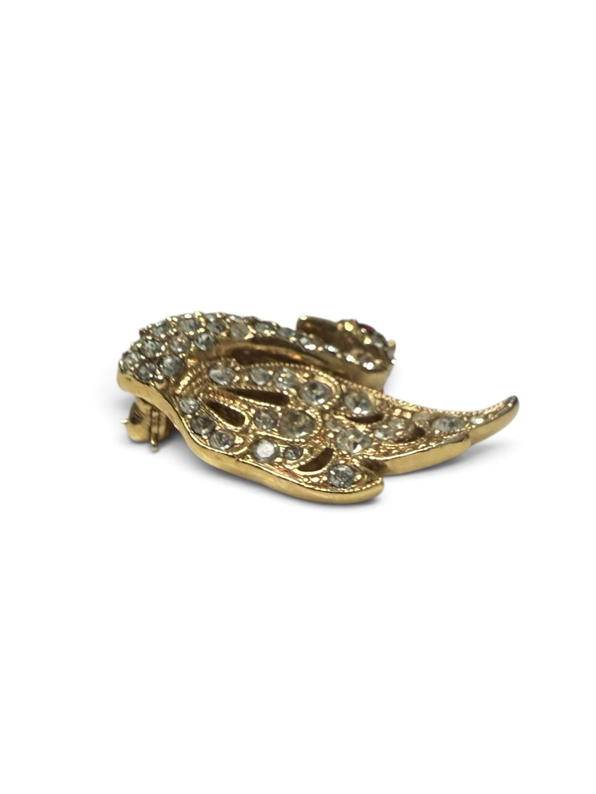 Attwood & Sawyer Vintage 22ct Gold Plated Swan Brooch with Swarovski Crystals