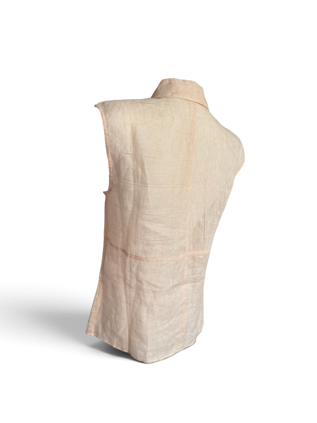Chanel Sleeveless Linen Blouse – Soft Peach, Size 40 (Made in Italy, Circa 1999)