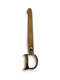 Vintage Christian Dior Gold “D” Logo Charm with Tan Leather Strap – Bag Charm / Keychain