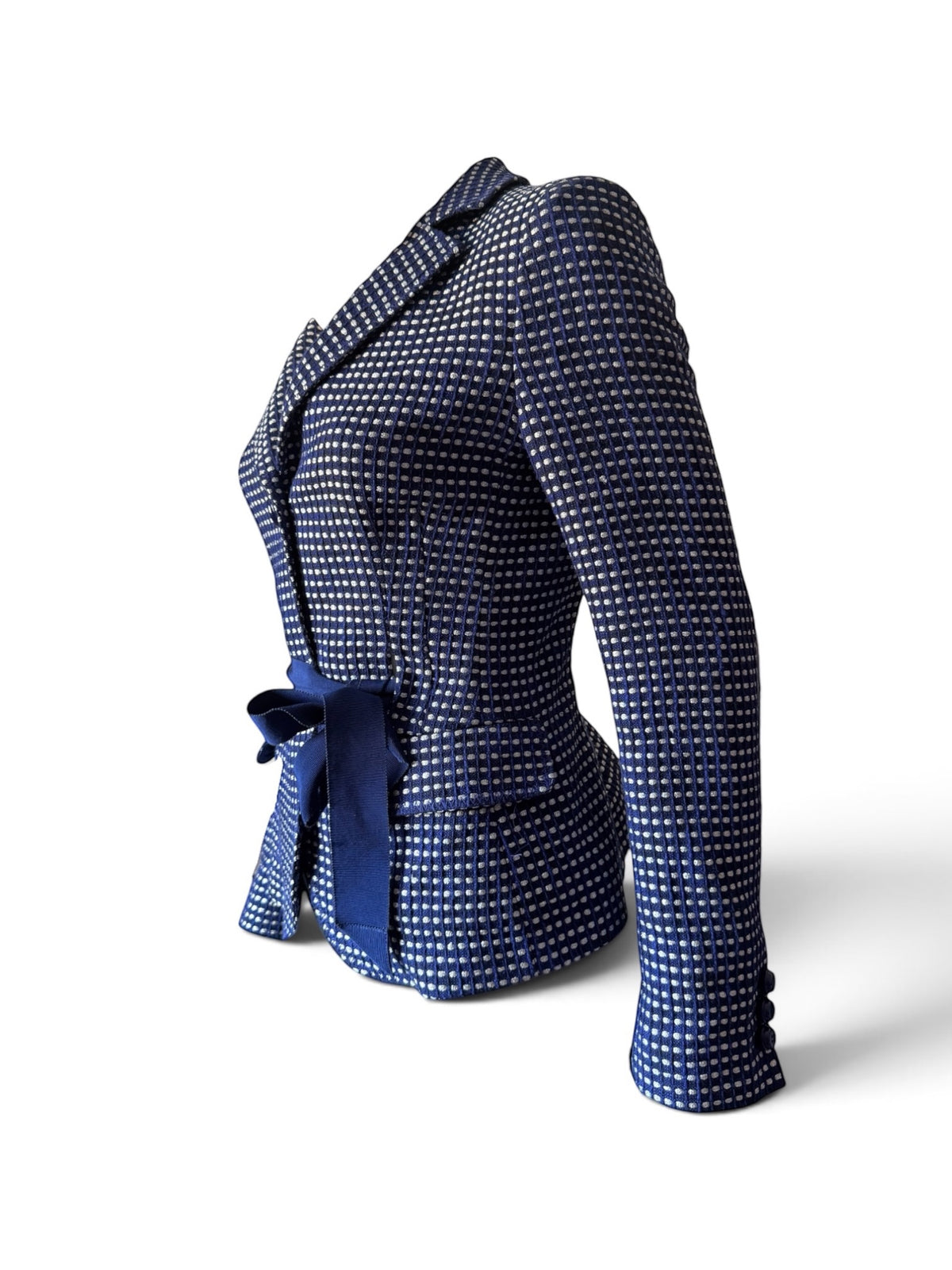 Vintage Moschino Cheap & Chic Navy Blue Check Blazer Jacket Size UK 12