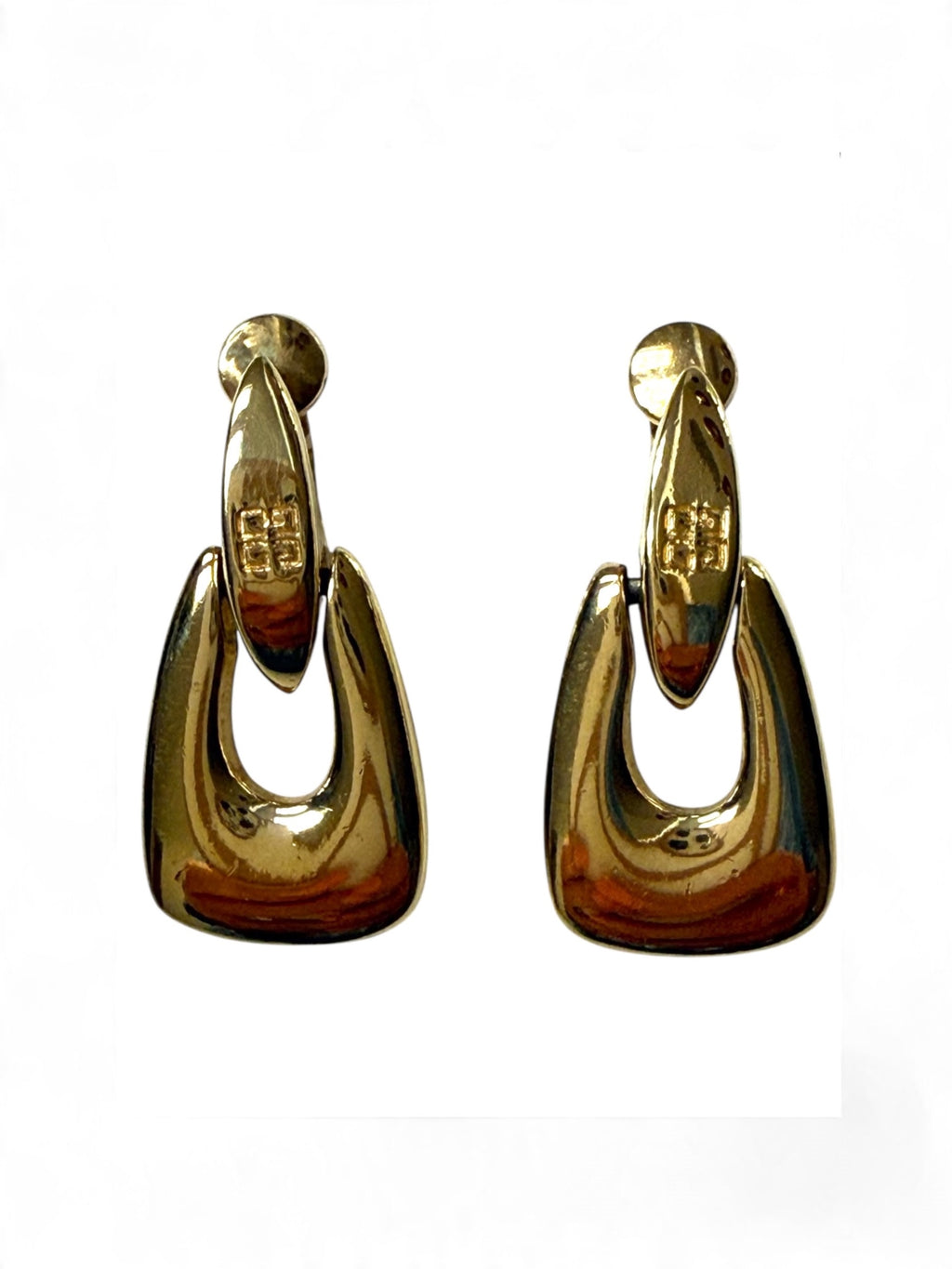 Givenchy Vintage “Doorknocker” Gold Plated Clip-On Earrings