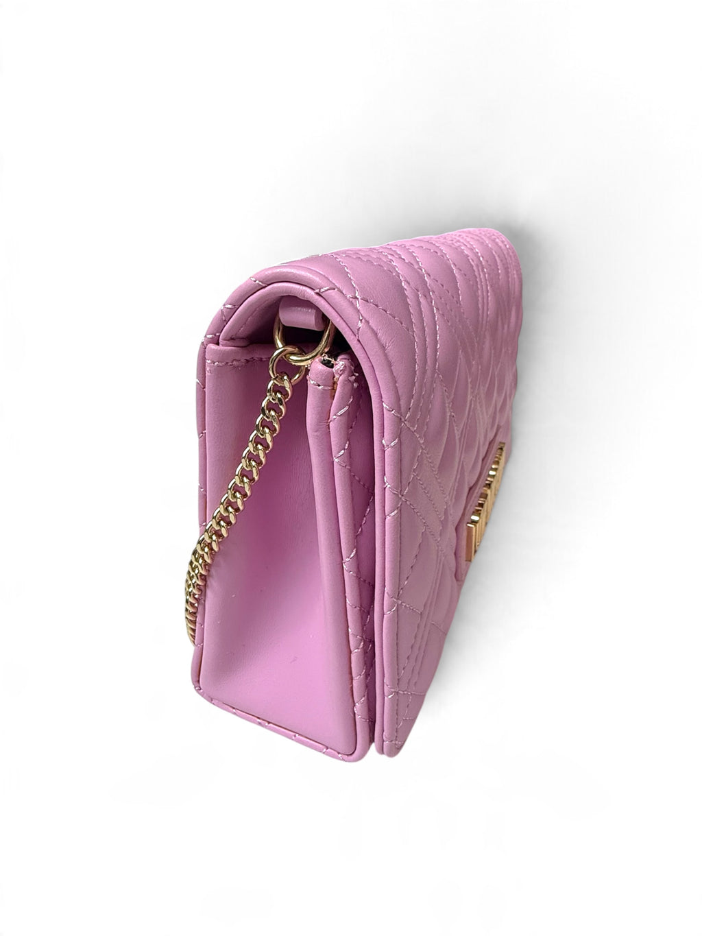 Love Moschino Pink Quilted Crossbody Bag with Gold Chain