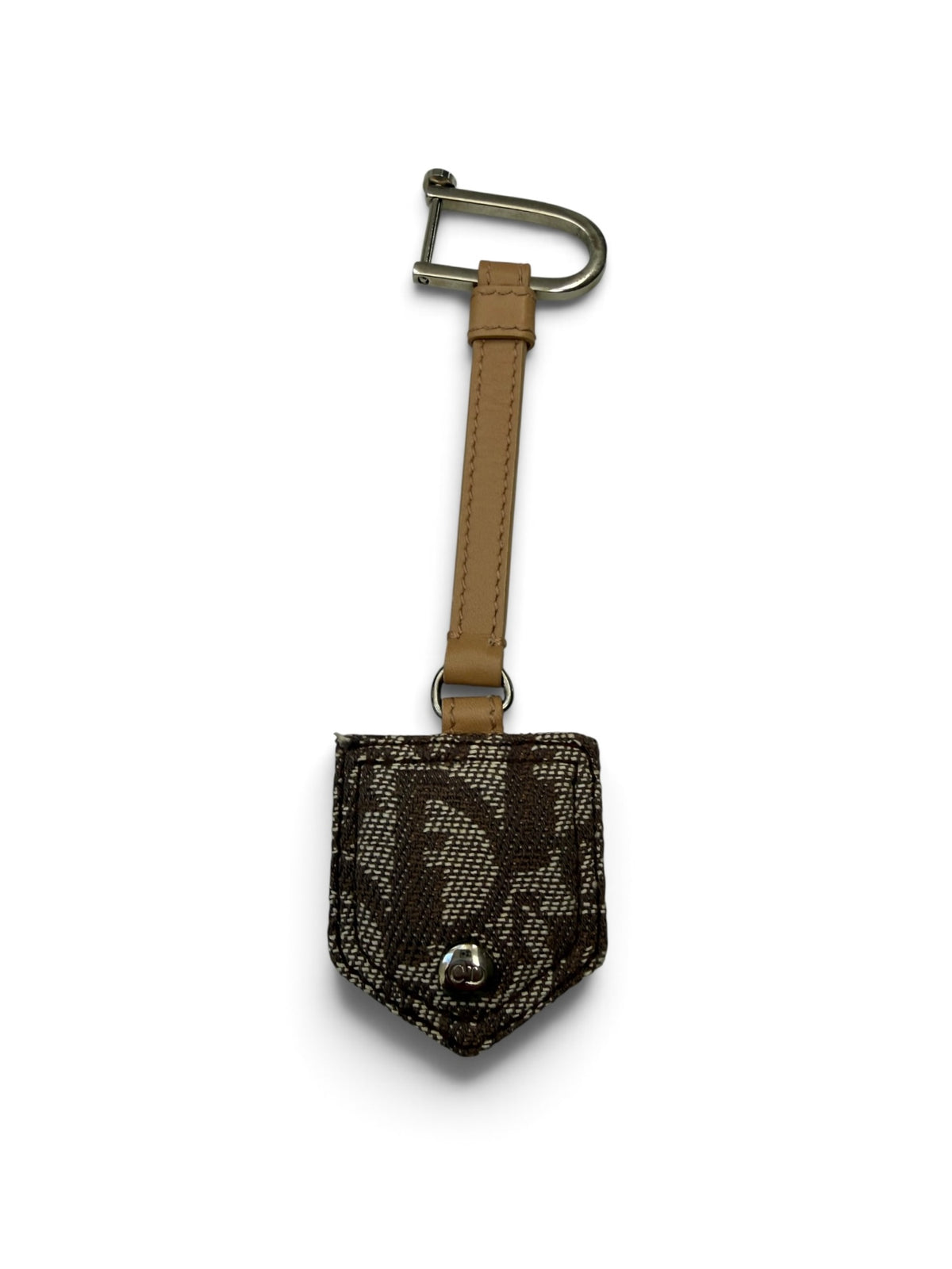 Christian Dior Oblique Monogram Canvas Handbag Charm with Beige Leather Strap & CD Hardware
