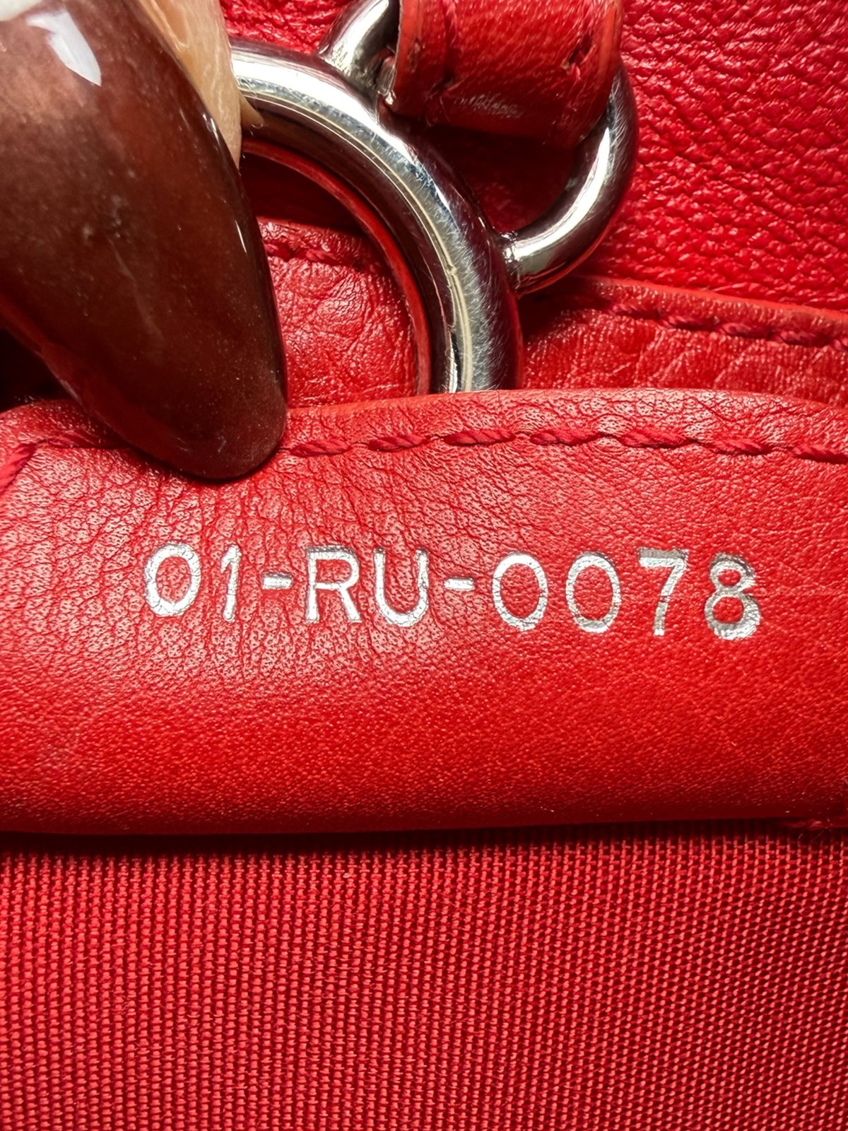 Christian Dior Vintage Red Leather Hobo Handbag with Silver Ring Handles – Made in Italy (2008) + Authenticity Card