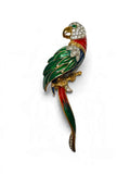 Vintage Attwood & Sawyer Parrot Brooch – 22ct Gold-Plated Enamel & Crystal