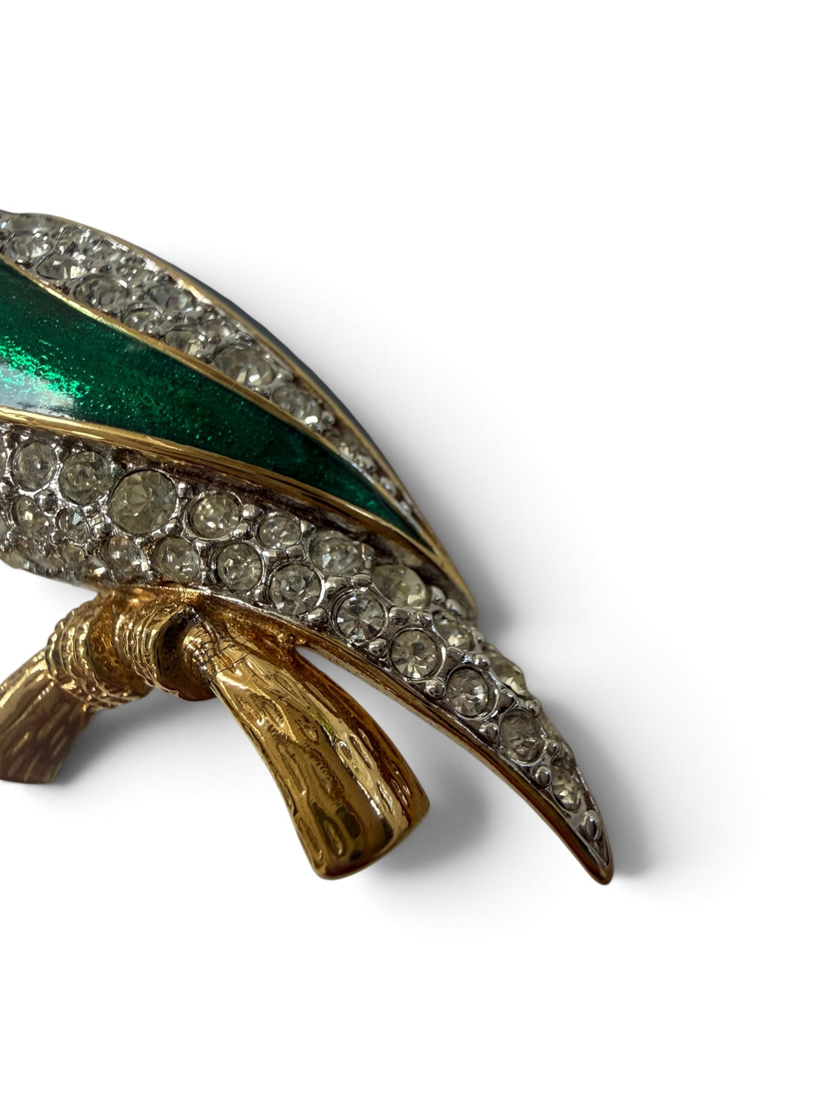 Vintage 1980s D’Orlan Signed 22ct Triple Gold-Plated Enamel & Swarovski Crystal Toucan Bird Brooch