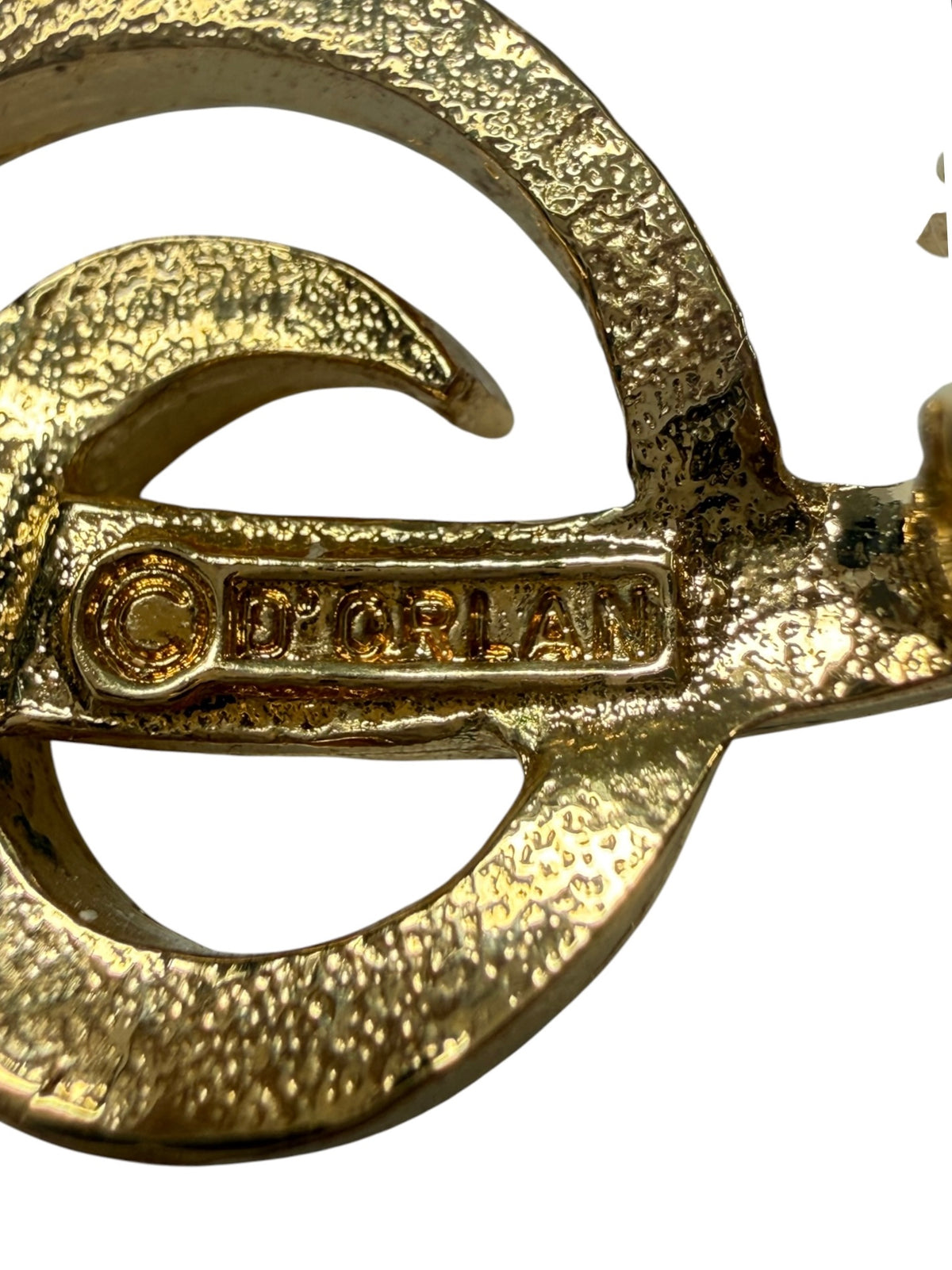 Vintage D’Orlan Treble Clef Brooch | Signed Gold Tone Crystal Music Pin