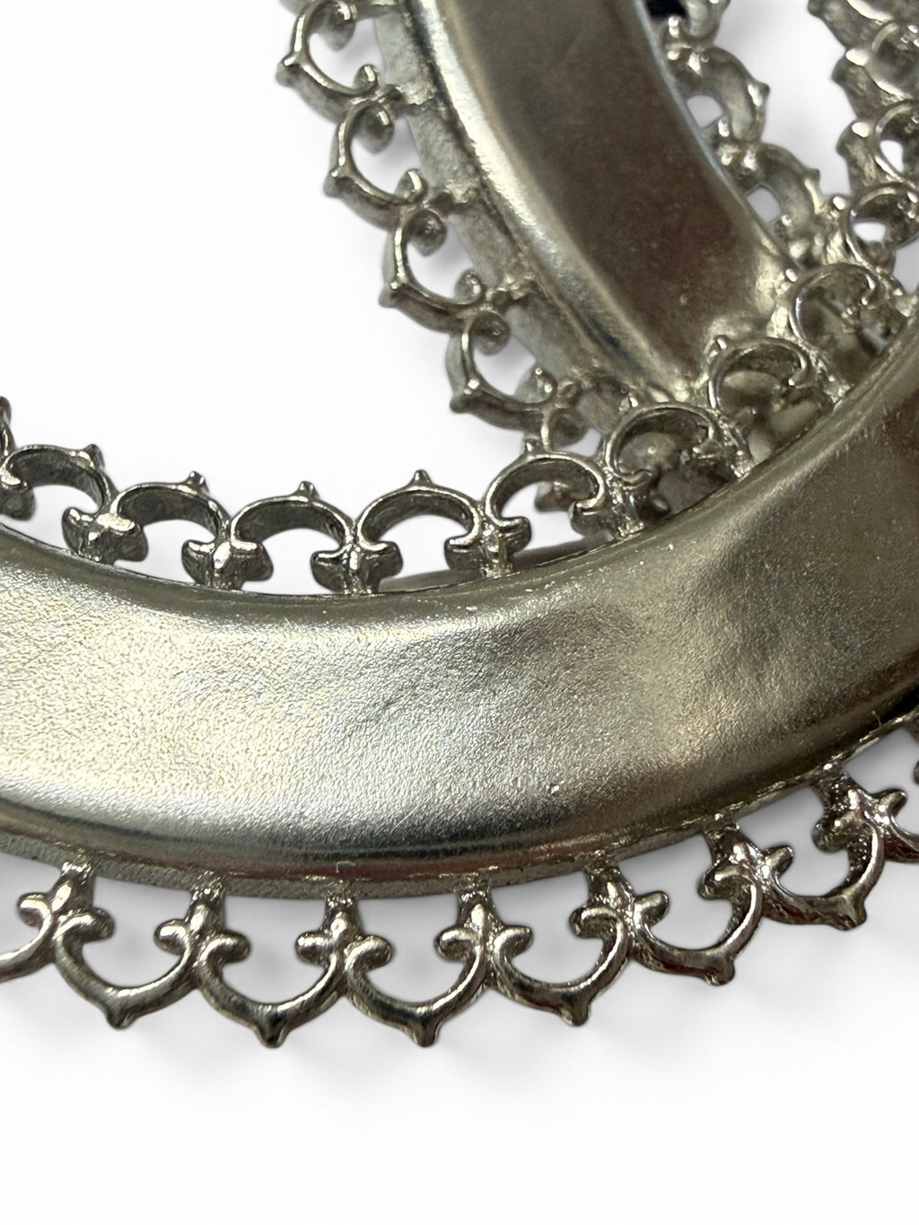 Chanel Silver-Tone Interlocking CC Filigree Brooch, B16, Made in Italy