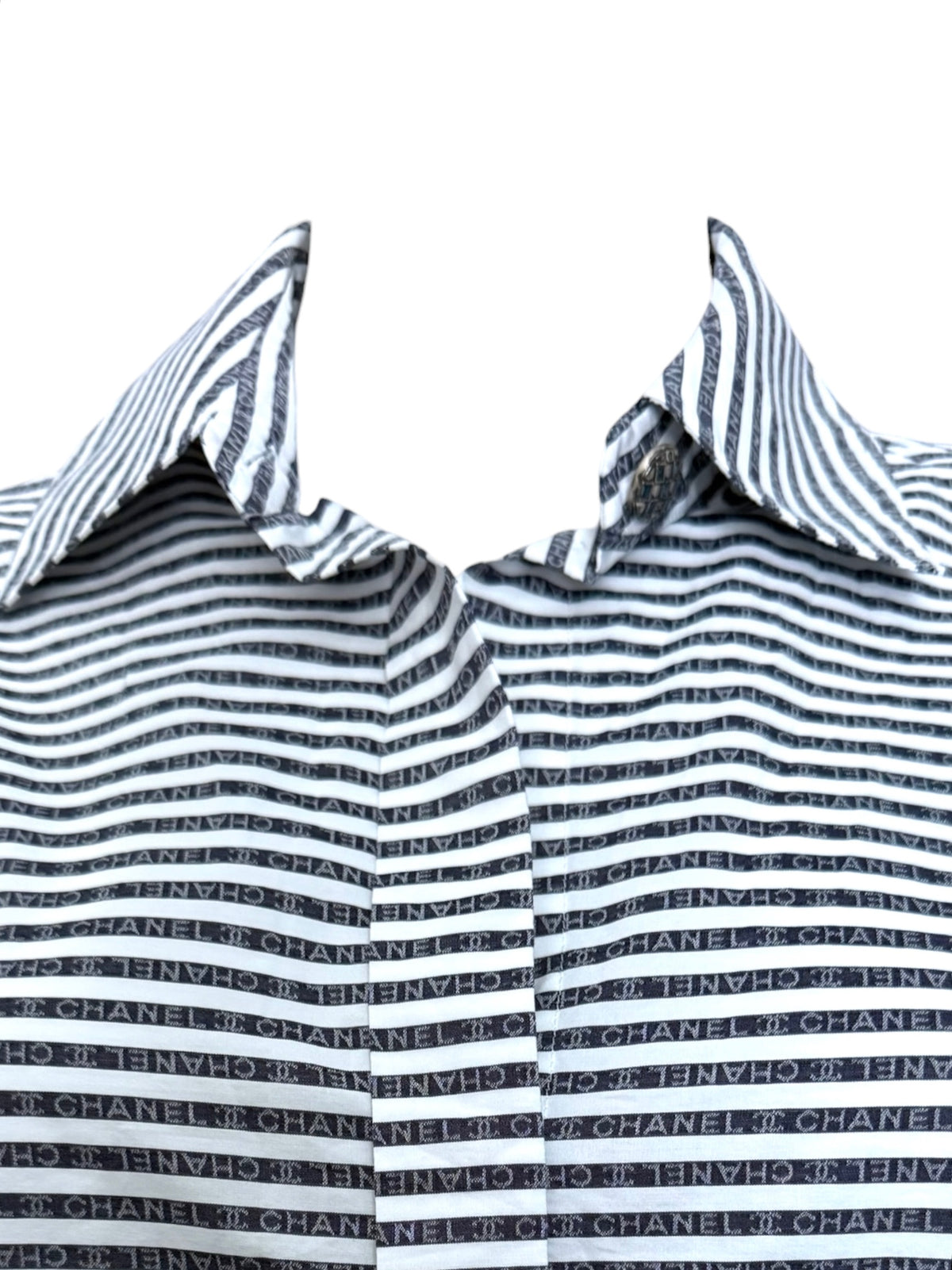 Chanel Logo Stripe Long Sleeve Shirt – 100% Cotton – Size 42 – Made in Italy – LegitGrails Authenticated