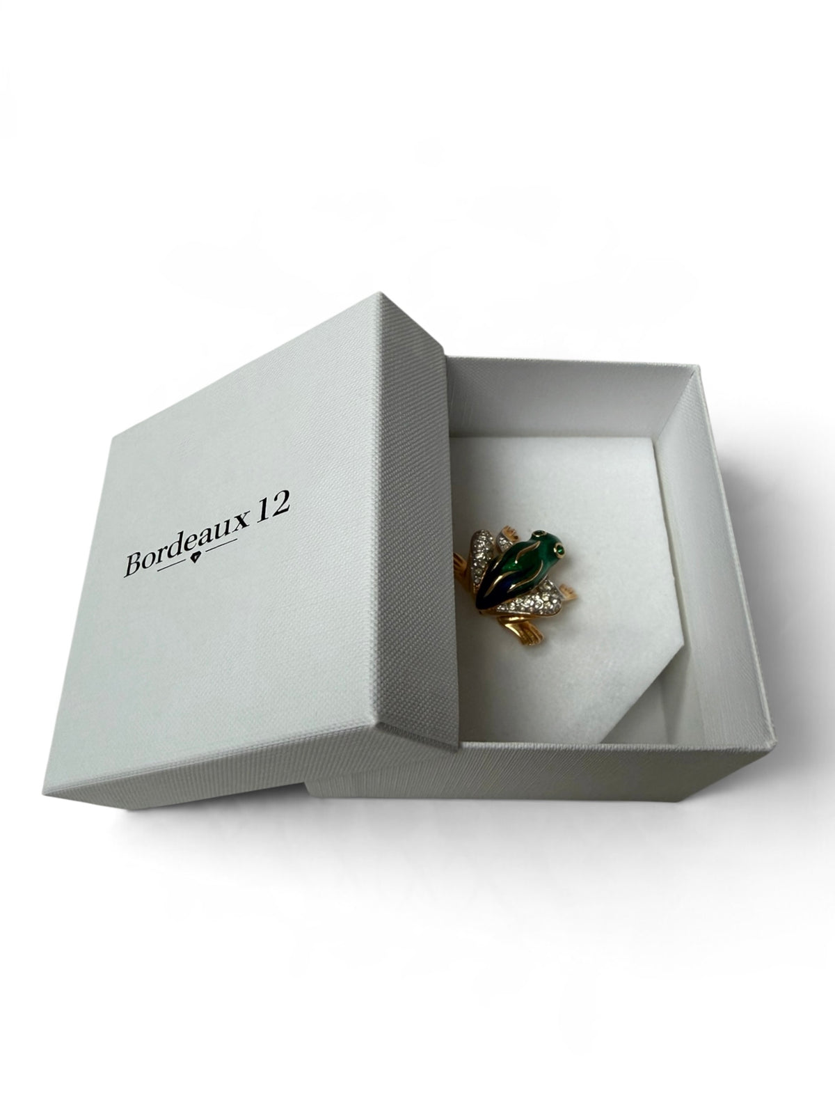 Vintage Attwood and Sawyer 22ct Gold Plated Green Enamel & Swarovski Crystal Frog Brooch (Circa 1980s–1990s)