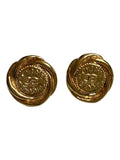 Chanel Gold Plated CC Logo Round Clip On Earrings
