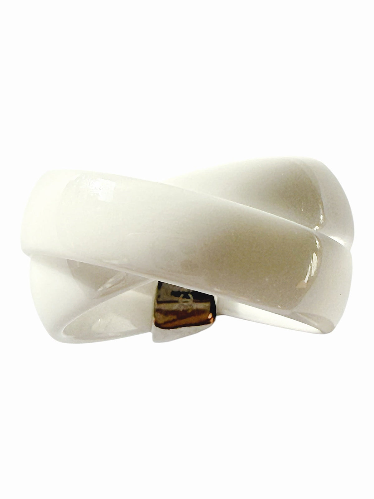 Chanel “Ultra” White Ceramic Criss-Cross Ring