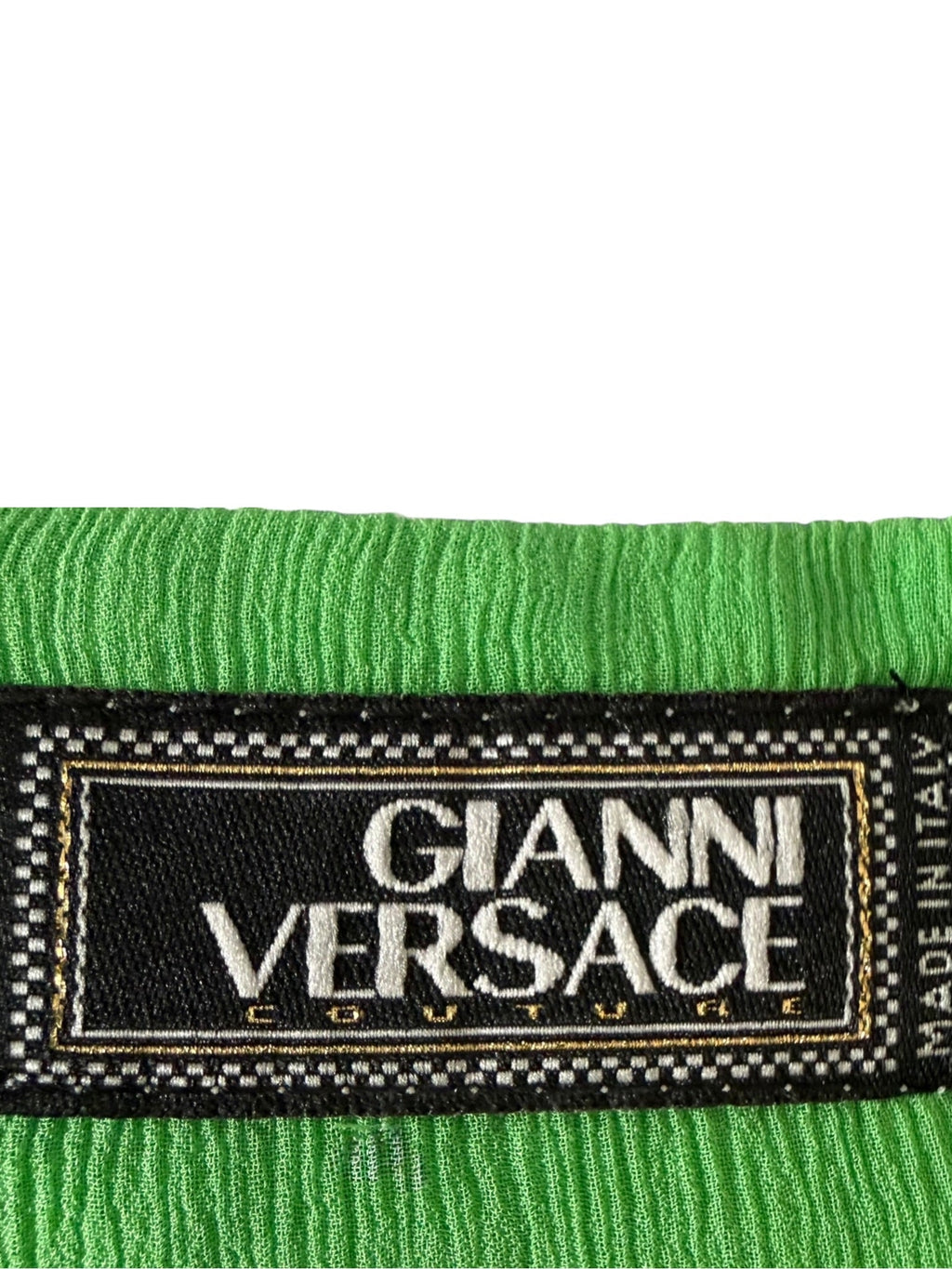 Gianni Versace Couture Lime Green Silk Ruffle Blouse