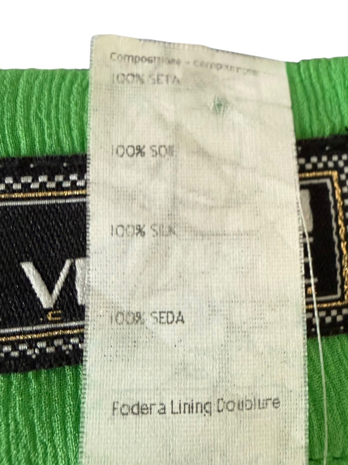 Gianni Versace Couture Lime Green Silk Ruffle Blouse