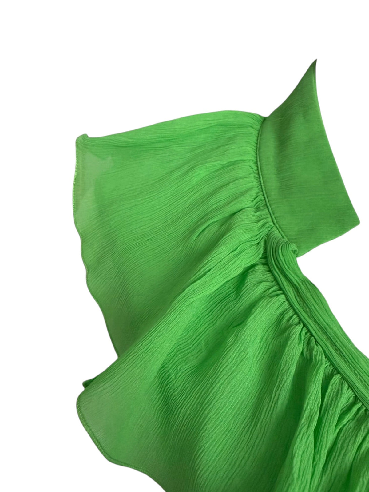 Gianni Versace Couture Lime Green Silk Ruffle Blouse