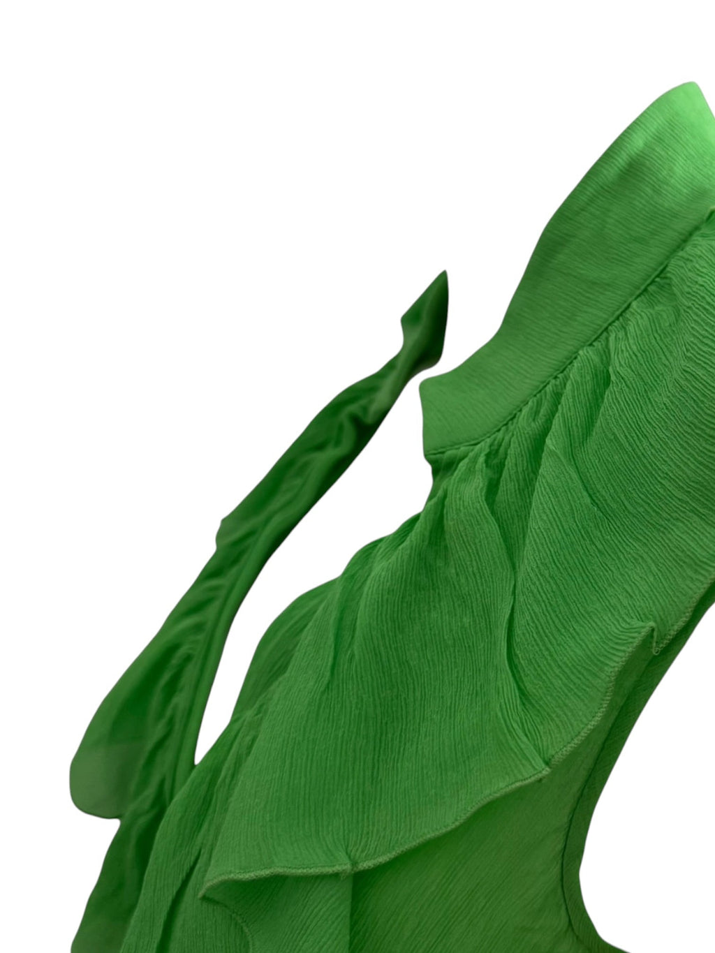 Gianni Versace Couture Lime Green Silk Ruffle Blouse