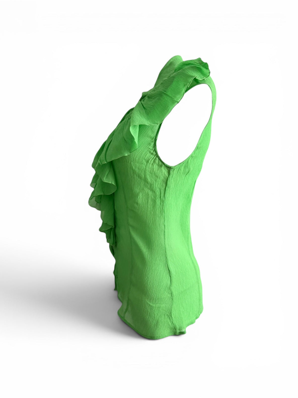 Gianni Versace Couture Lime Green Silk Ruffle Blouse