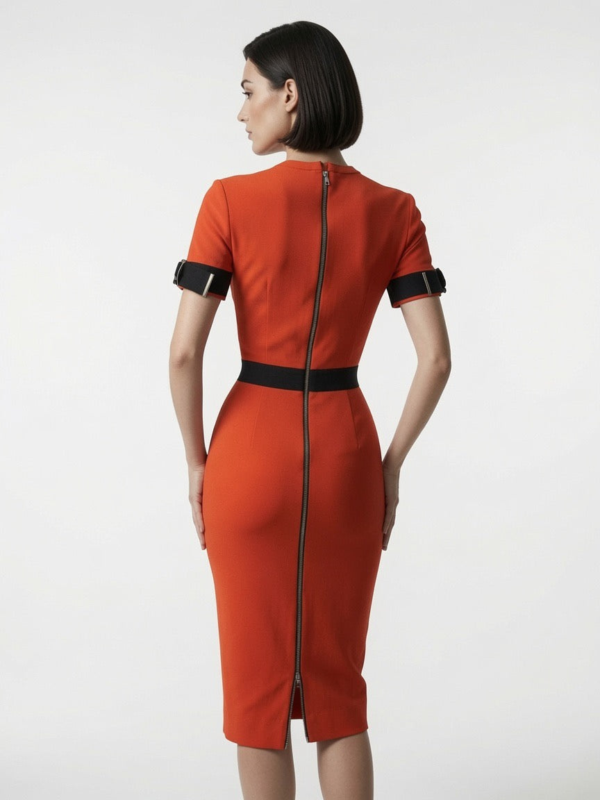 Thierry Mugler Orange Bodycon Dress
